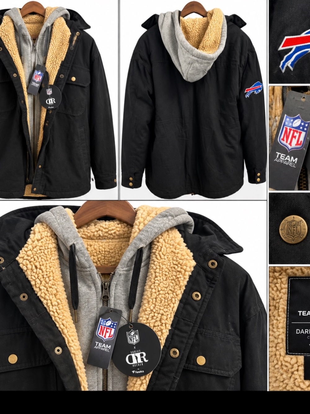 Buffalo Bills Darius Rucker Fanatics Sherpa Lined Hooded Jacket Black NFL XXL
